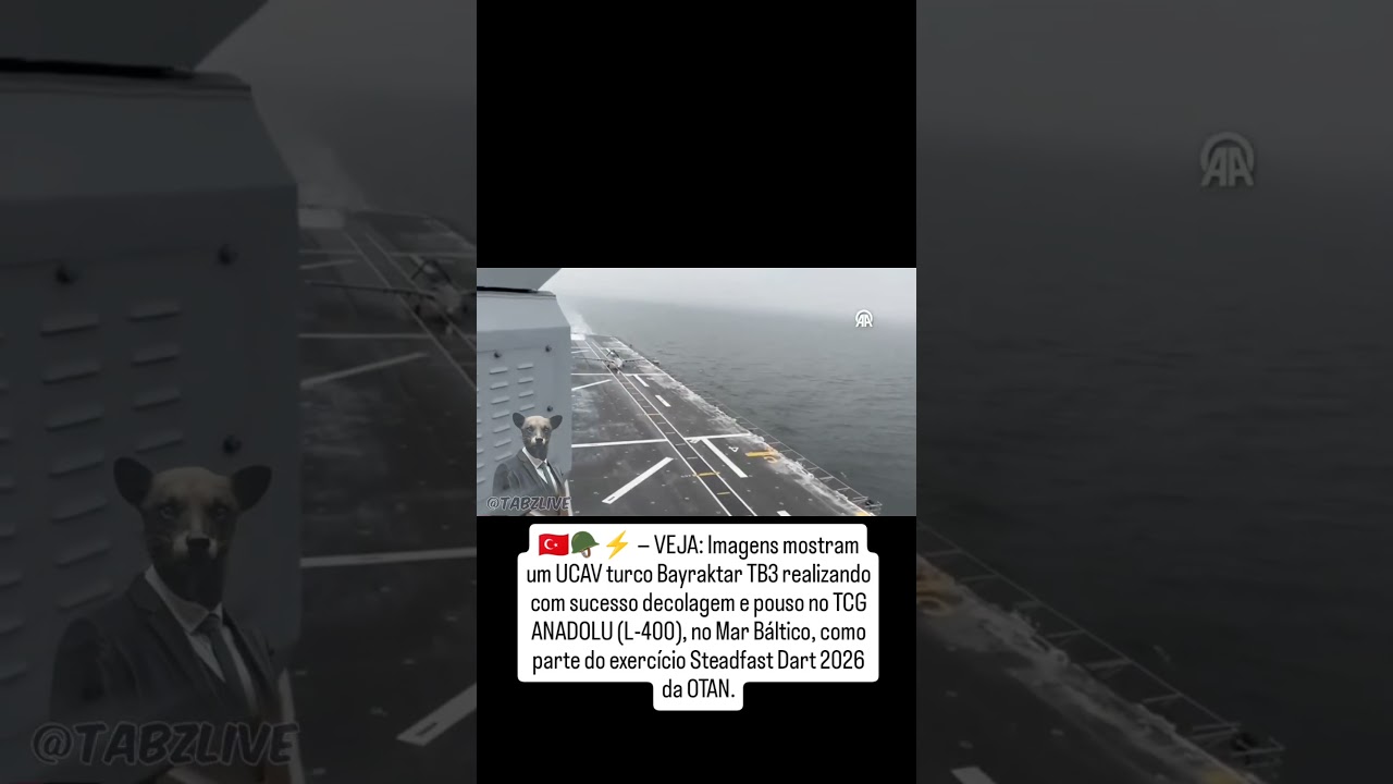 Bayraktar TB3 opera no TCG ANADOLU durante exerc&iacute;cio da OTAN no Mar B&aacute;ltico