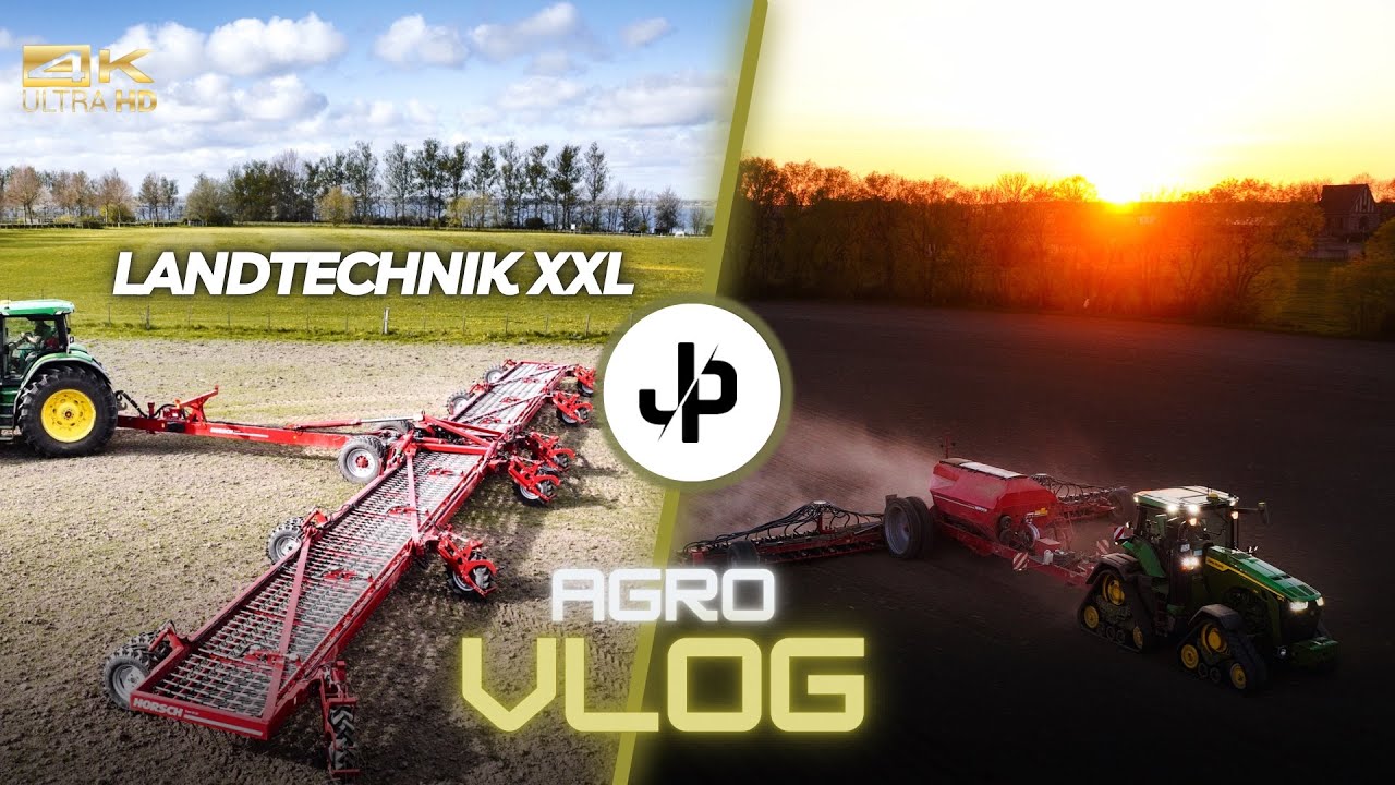 Landtechnik XXL! 24 Meter Striegel und 36 Reihen Maisdrille! || JP Agrar
