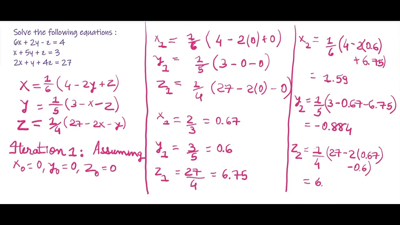 GAUSS JACOBI METHOD EXAMPLES | SOLUTION OF SYSTEM OF LINEAR EQUATIONS| ENGINEERING MATHEMATICS
