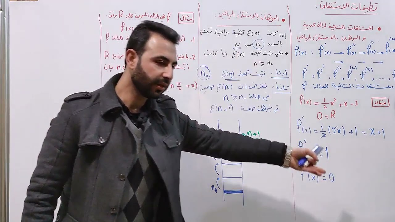 تحليل..تطبيقات الاشتقاق...المشتقات المتتالية والاثبات بالاستقراء الرياضي