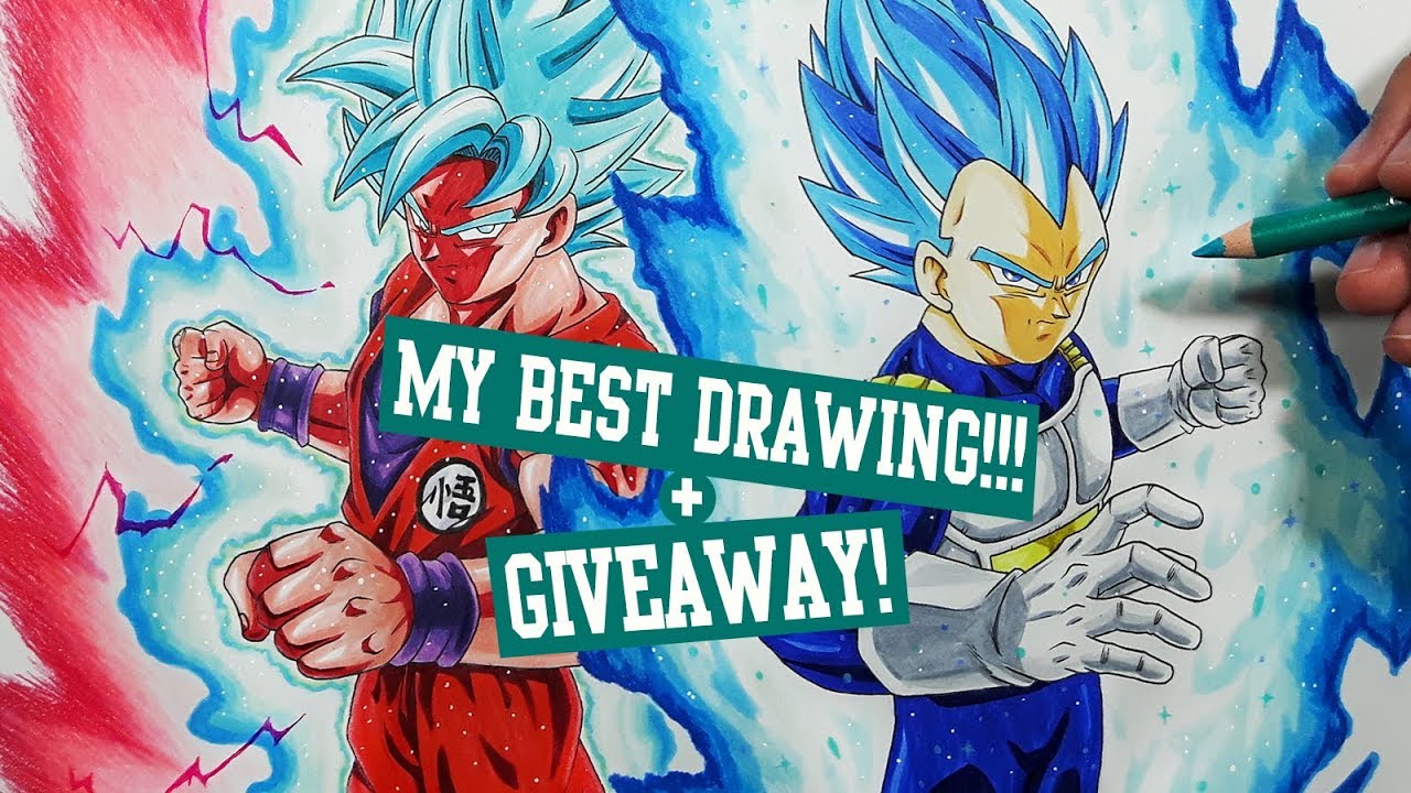 SPECIAL + GIVEAWAY: Drawing GOKU and VEGETA! Super Saiyan Blue Kaioken + Beyond Super Saiyan Blue!