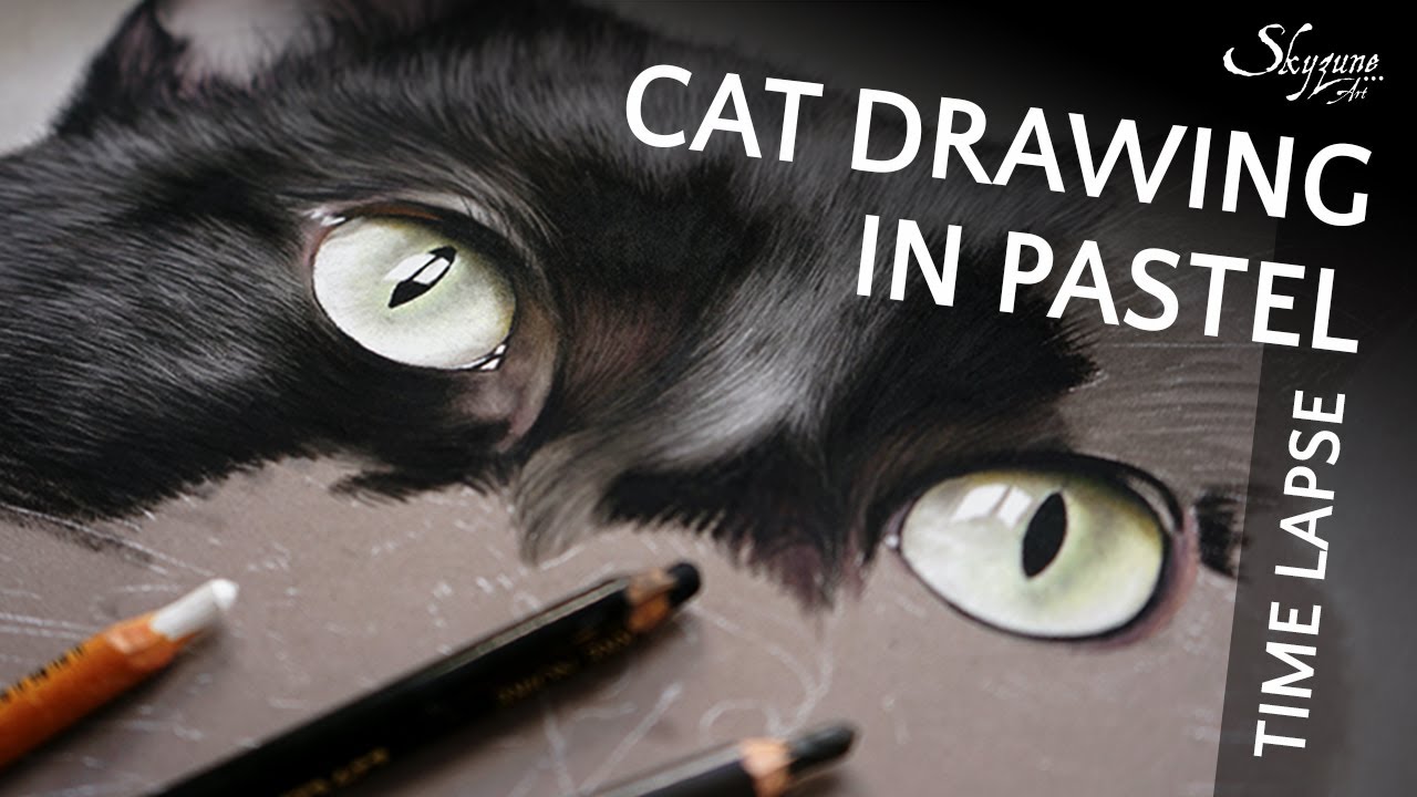 🎨 Black cat drawing in soft pastel / Dessiner un chat noir au pastel sec • Time lapse • Skyzune ART