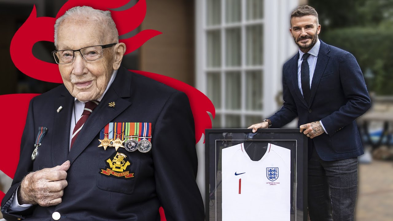 Inspirational Captain Sir Tom Moore visited at home by England legend David Beckham | Lionhearts