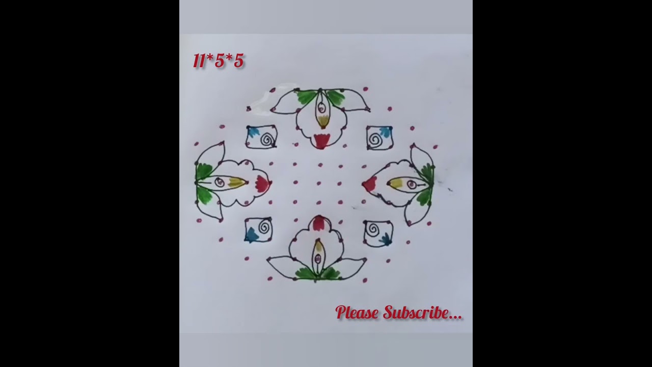 11*5*5 dots rangoliSmall daily easy rangoli Pongal Kolam rangoliFestival Sankranthi Muggulu rangoli
