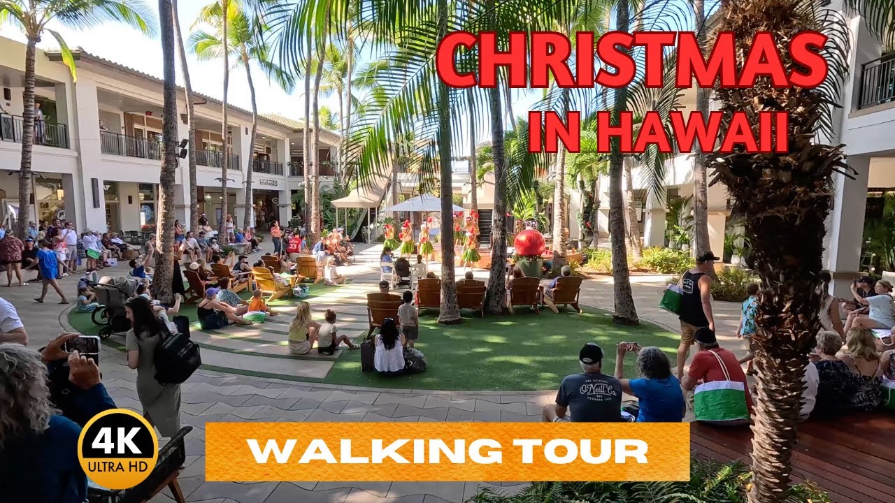 Christmas in South Maui | Kihei to Wailea Walking Tour 4K