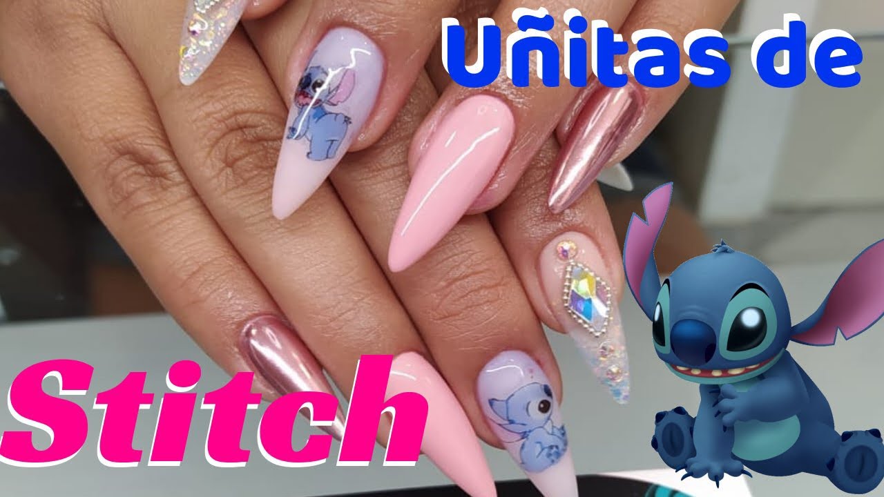 Diseño de Stitch en uñas acrílicas / clase completa / stitch paso a paso para principiantes