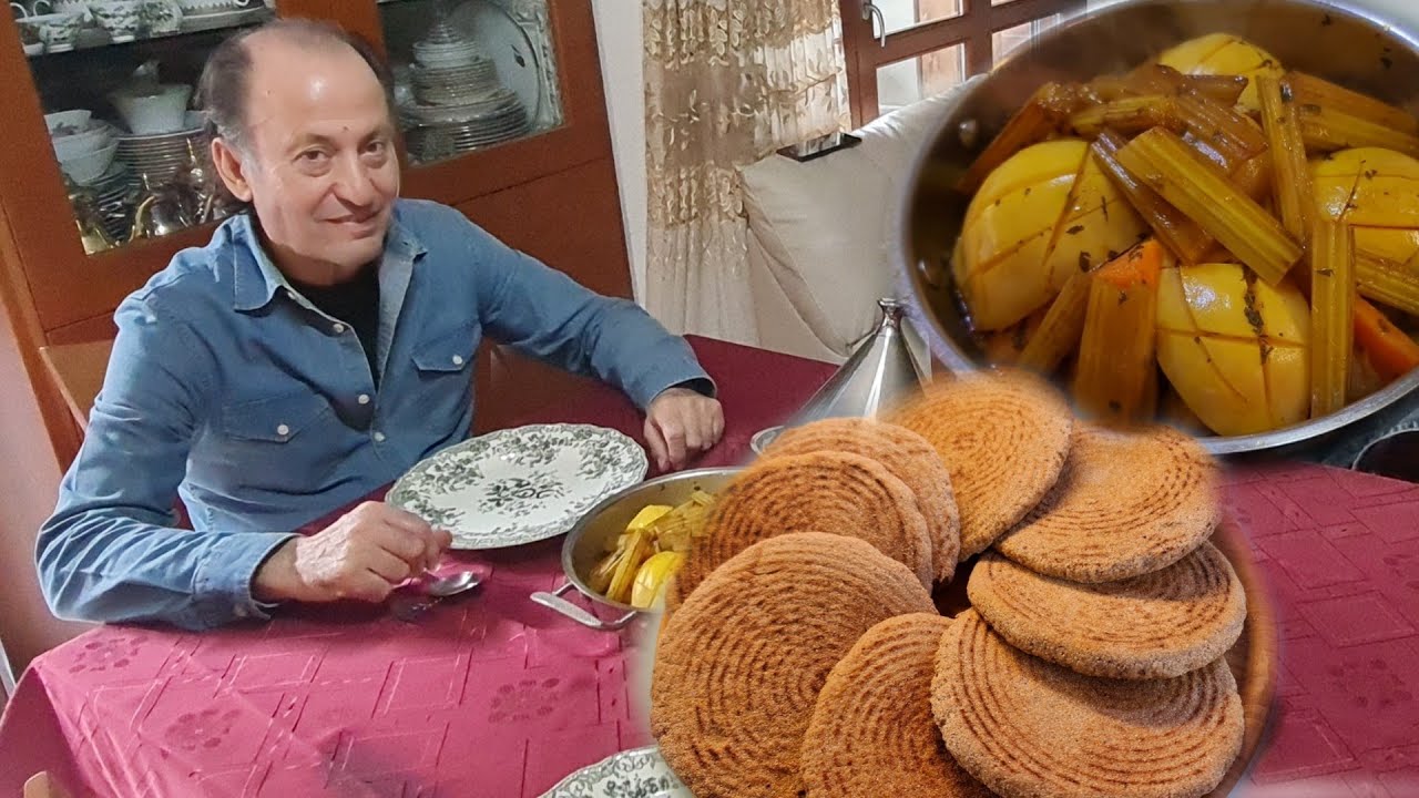 طجين بخضرة البرد مع مطلوع السميدة بالنخالة  في المقلة الجديدة👍