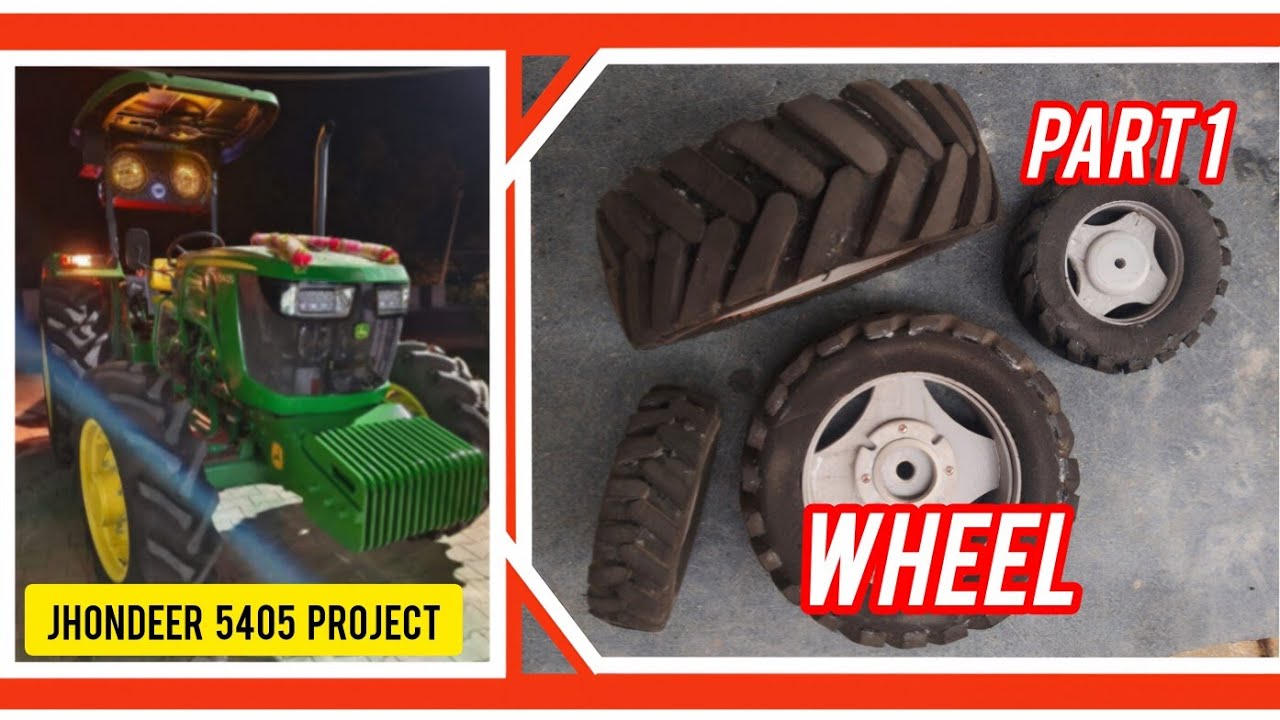 20% completed home made rc 5405 jhon deer 4×4 awd tractor wheel making in pvc 1/10 scale project