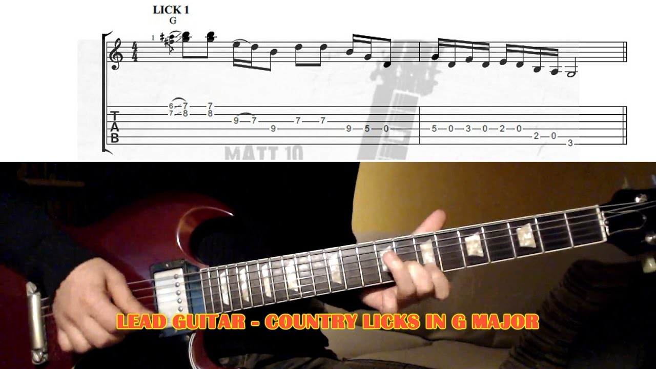 Country Licks In G Major GUITAR LESSON with TAB