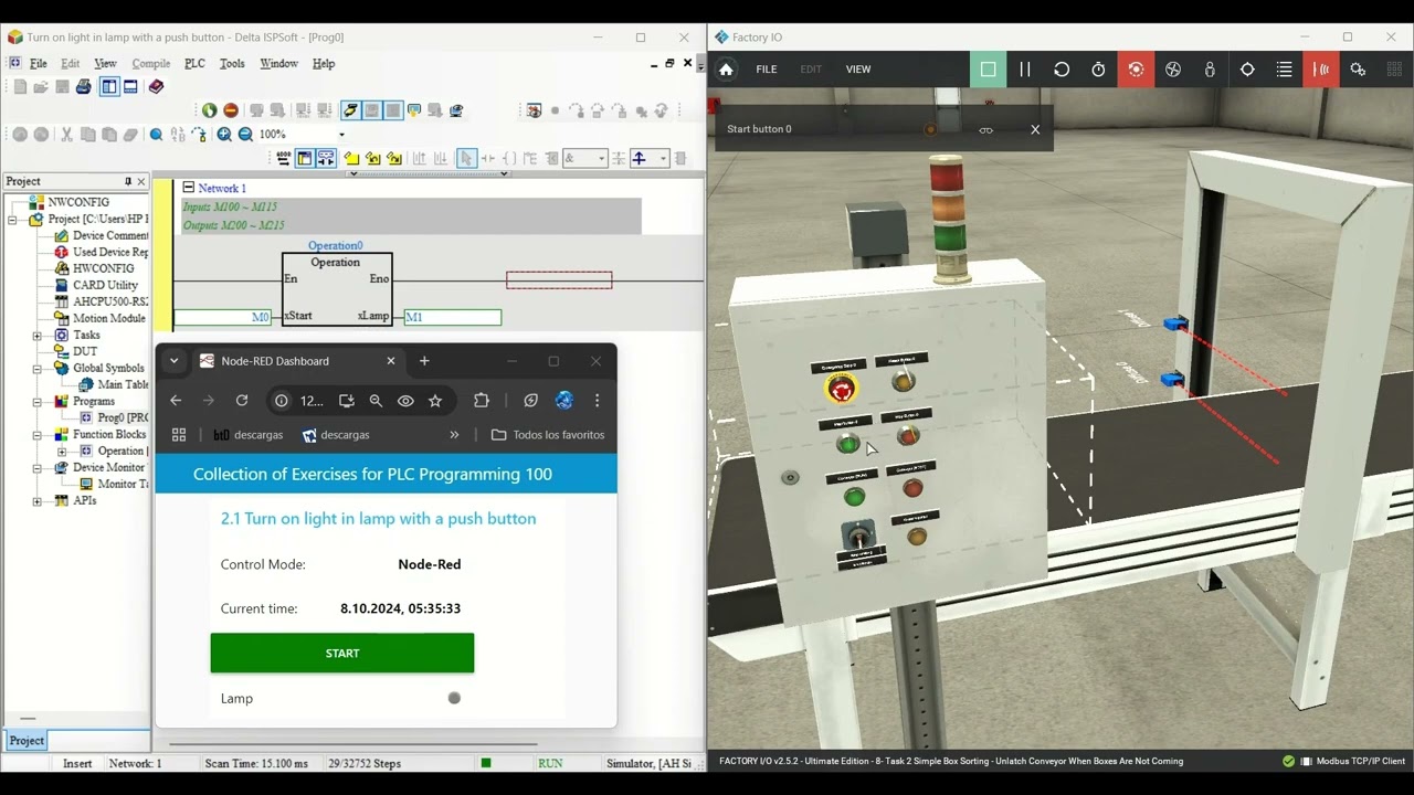 PLC Programming using Factory I/O and DELTA Ispsoft - Logical Circuit Exercise 2.1