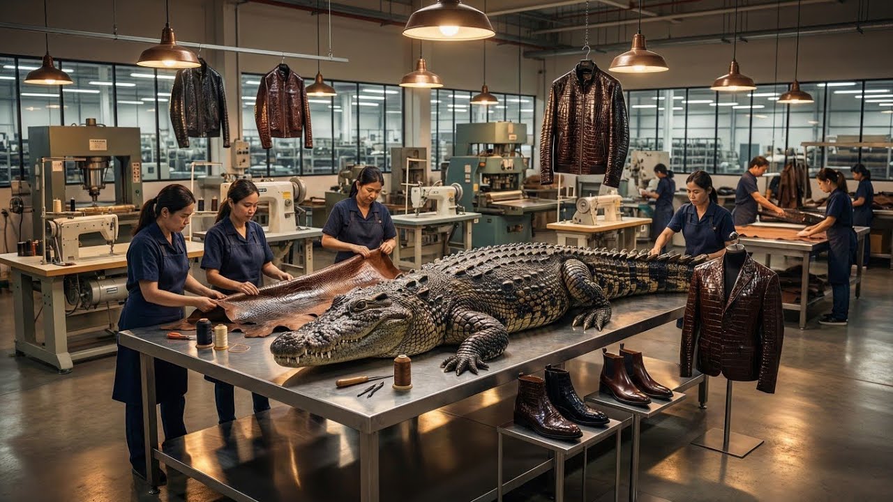 Inside the Crocodile Leather Factory 😱 | From Skin to Luxury (Full Process) #factory #factoryprocess