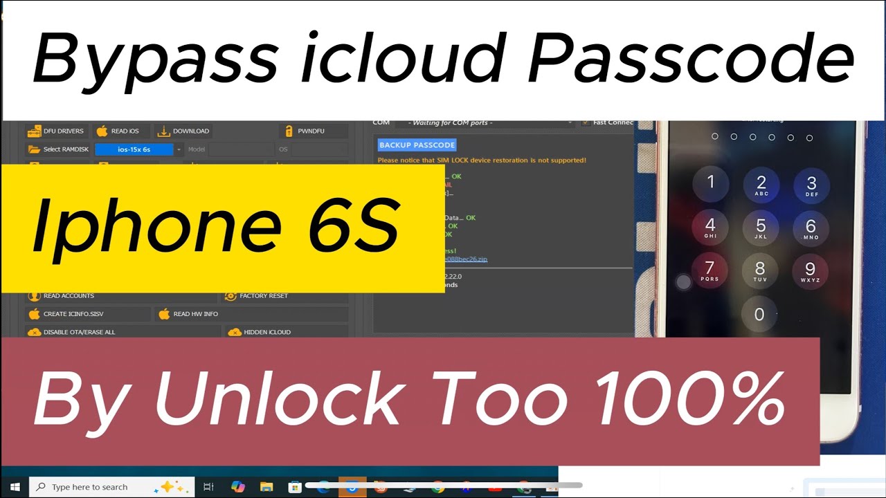 BYPASS PASSCODE Iphone 6s iOS 15 Done by Unlock too 100%