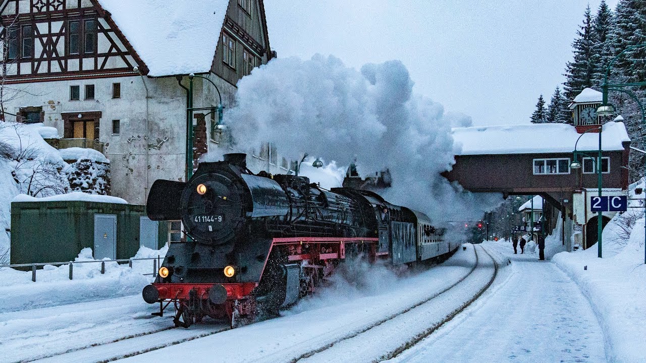 Winterdampf in Thüringen mit 41 1144 und 50 3501 am 2.2.2019
