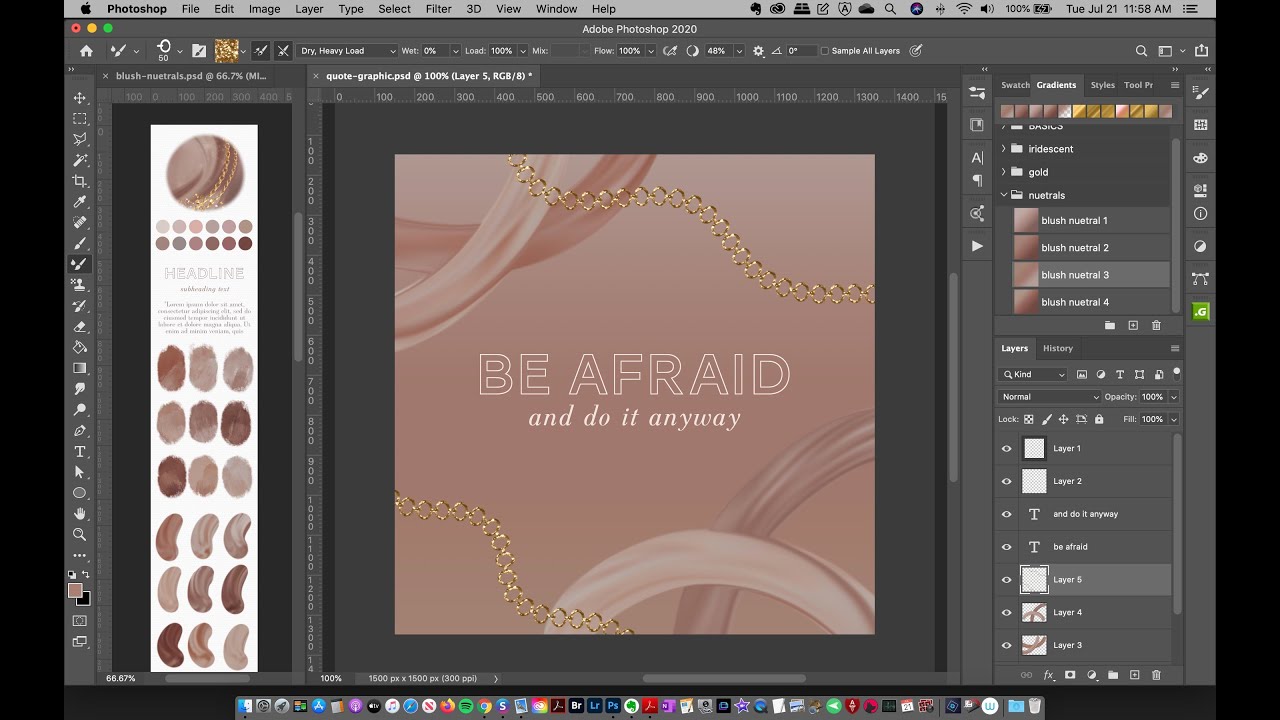 Create a Jewelry-Inspired Blush Neutral Quote graphic using Photoshop mixer brushes