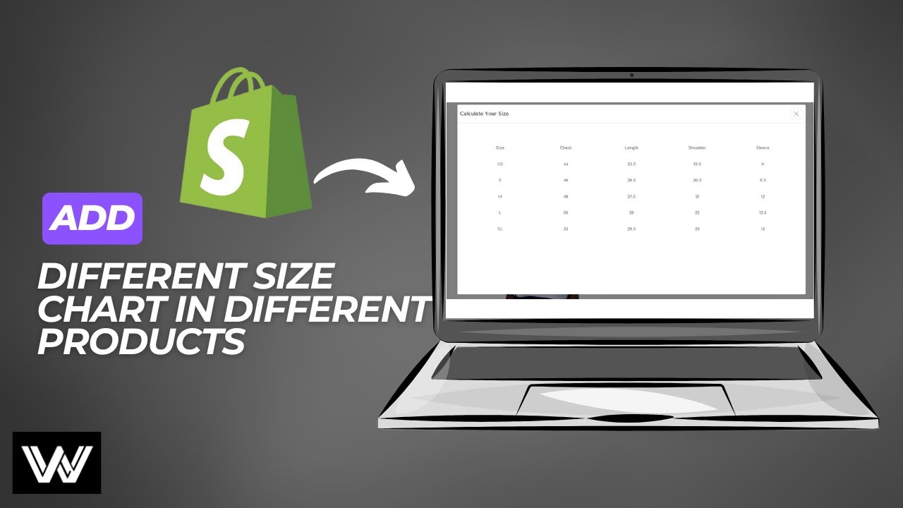 Add different size chart for different products in shopify for free