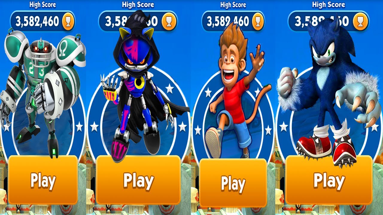 Sonic Dash Android,iPad Gameplay - Reaper Metal Sonic vs Bongo vs Linebakcer vs Werehog