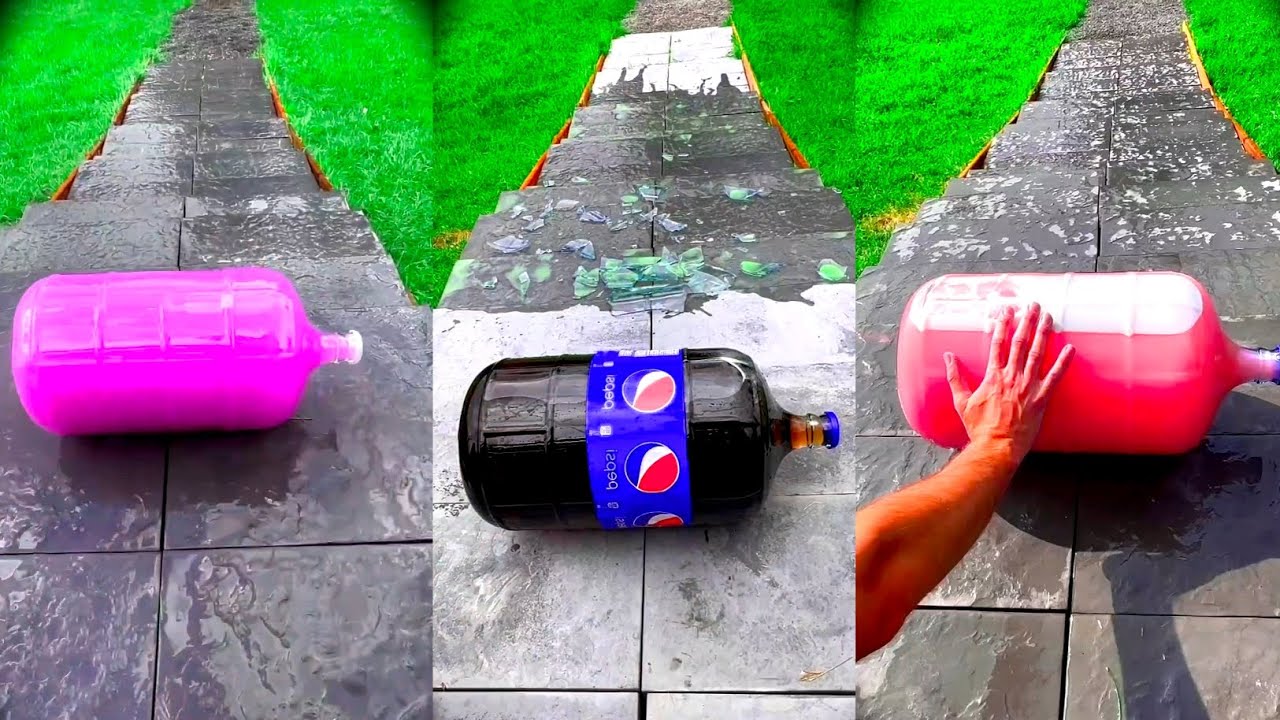 💥🍾Breaking glass bottle -628 | ⚠️ Crushing crunchy and soft things | Throwing bottle down stair.