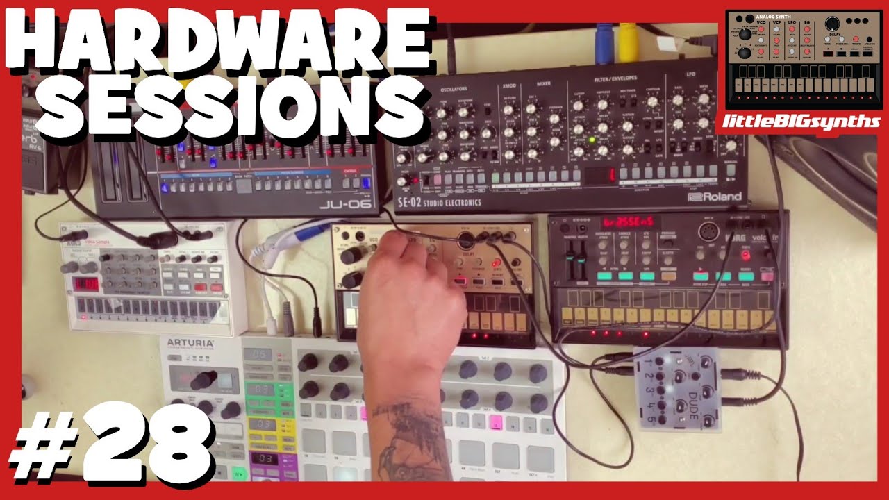 Hardware Sessions #28 | Roland JU-06, SE-02, Korg Volca FM, Keys, Sample, & Arturia Beatstep Pro