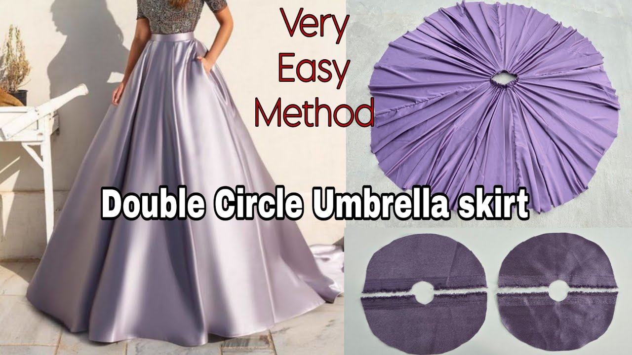 Umbrella skirt cutting and Stitching | Double circle skirt | Full Flare Umbrella Gown / M size 