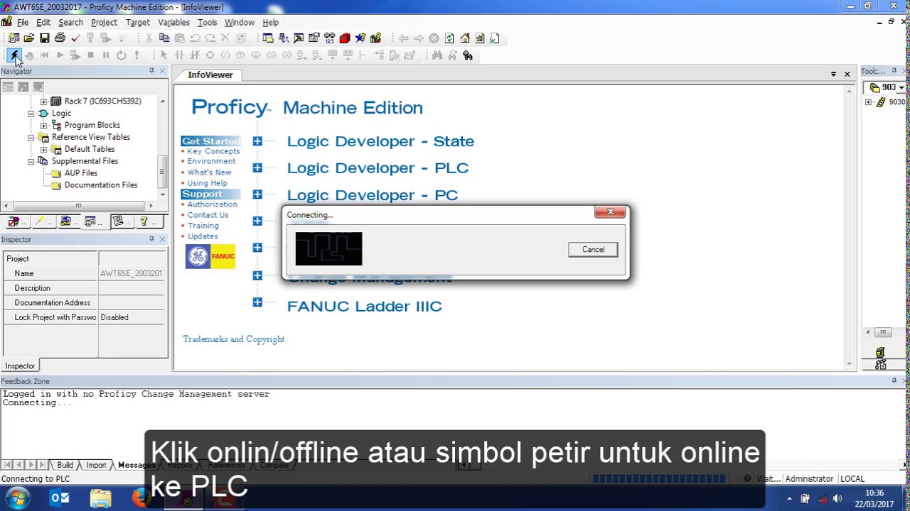 Belajar PLC : Tutorial Download program PLC Ge Fanuc menggunakan Proficy Machine Edition (PME)