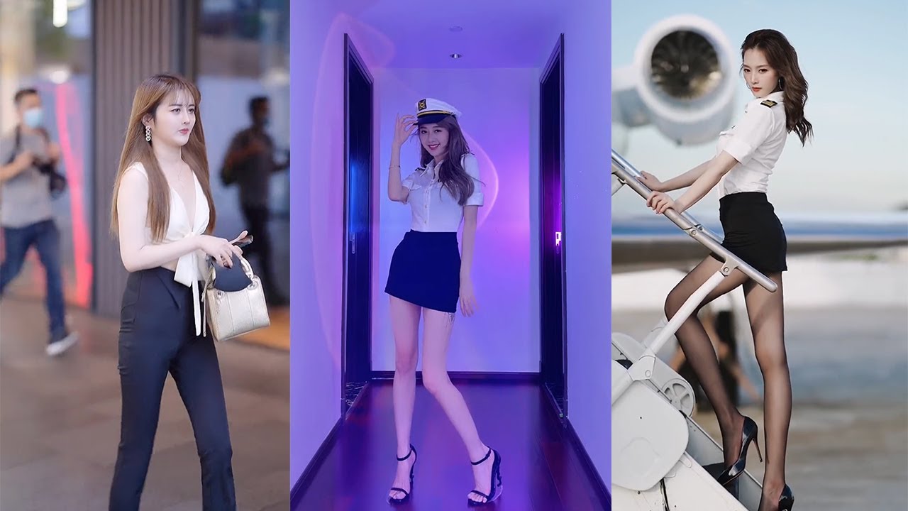【抖音性感美女街拍穿搭合集&車模 模特】tik tok 2021 China sexy beauty Street shot model  auto salon girls