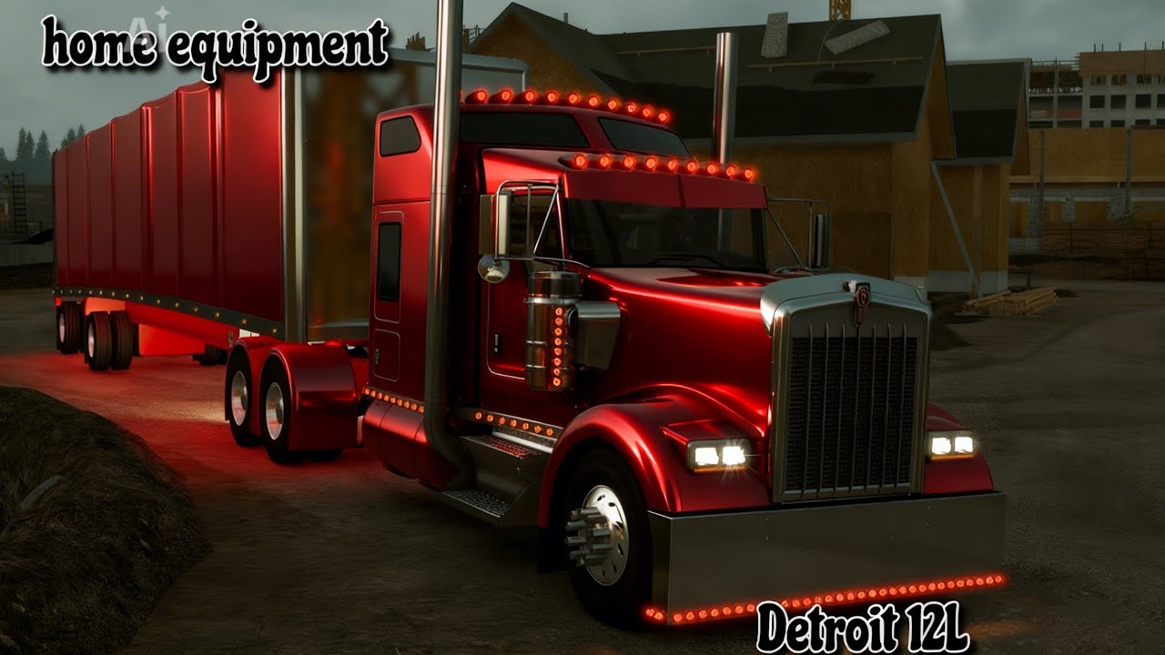 Red kenworth w900- custom trailer- American truck simulator( Montana to Idaho) 