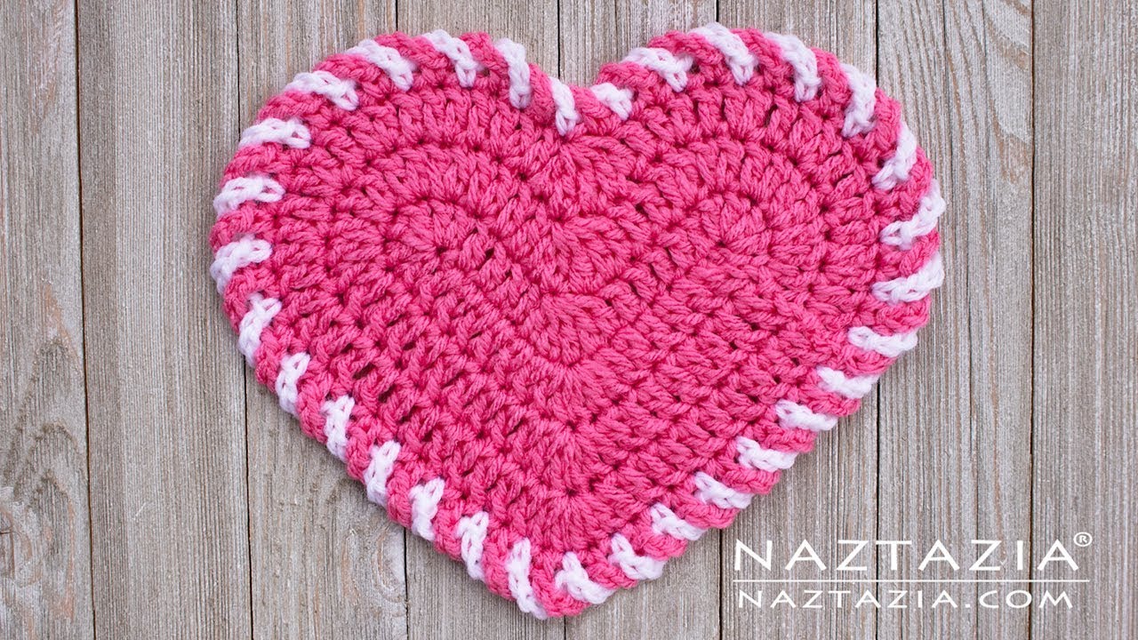 HOW to CROCHET LIGHT HEART DISHCLOTH for Valentine's Day