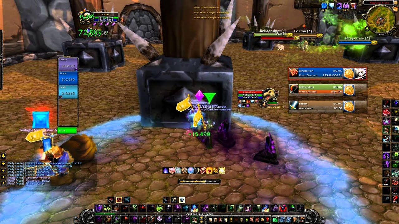 WOW 90 pvp-Affliction Warlock playing 3s arena- MLS with skype