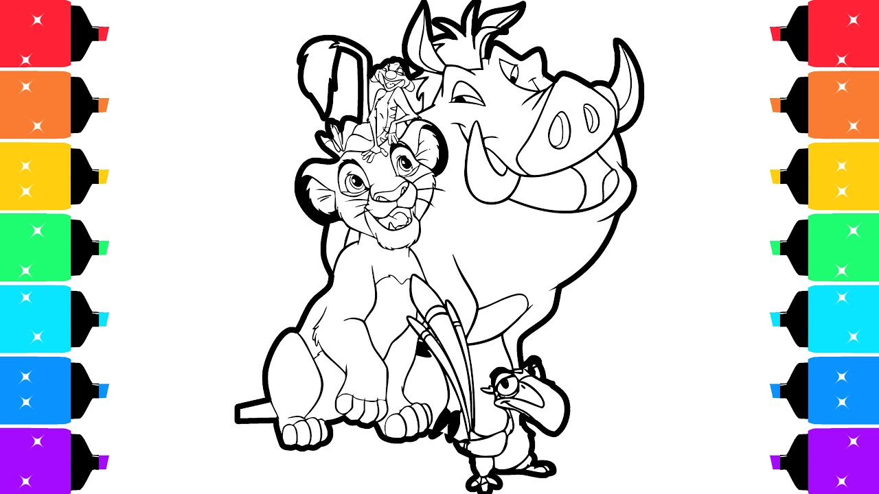 The Lion King Coloring Pages | Coloring Simba, Pumba, Timon and Zazu