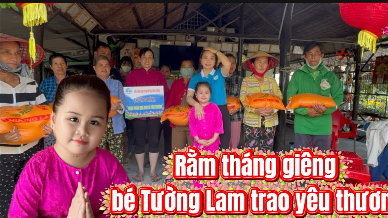 Bé Tường Lam Hoa Sen gửi gạo cho bà con khó khăn cảm ơn Mẹ Hương & Mẹ Lisa và Chị Ngân 🥰🥰🥰