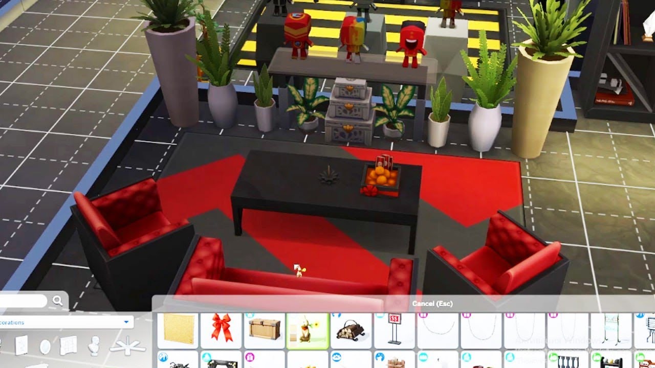 Red livingroom Simsbuilding