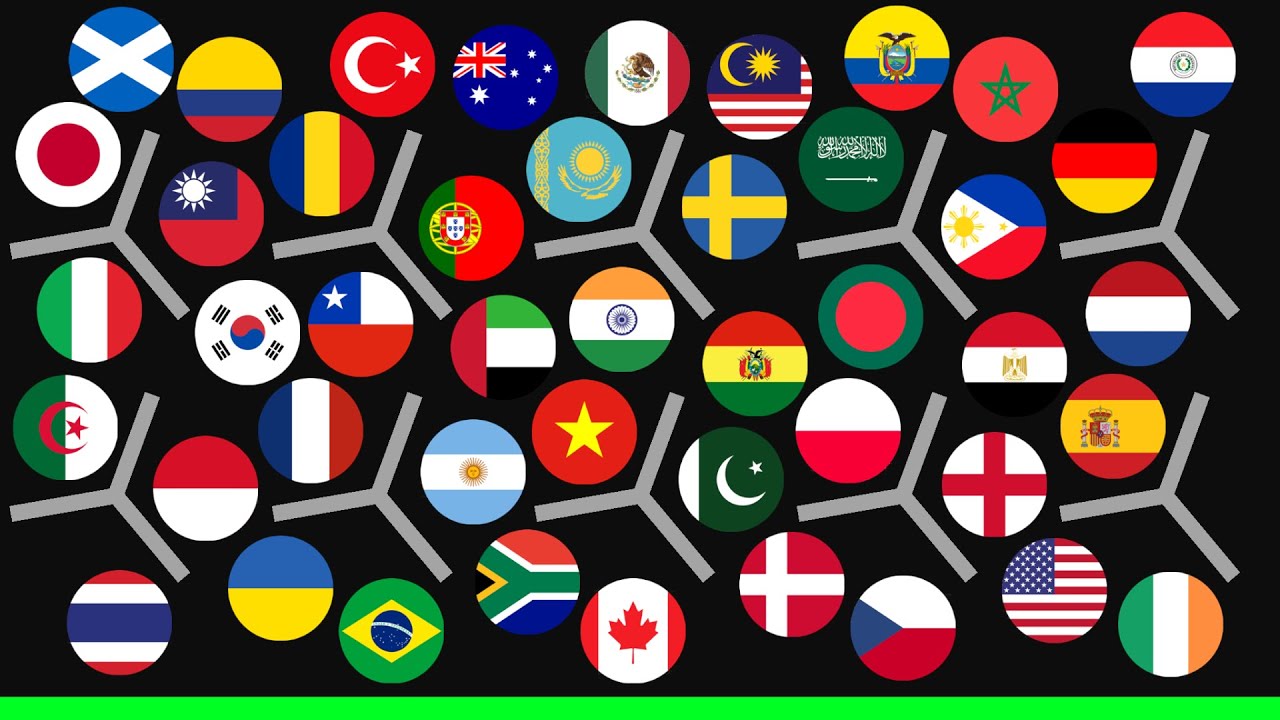 50 Countries Marble Race in Algodoo - ROUND 12