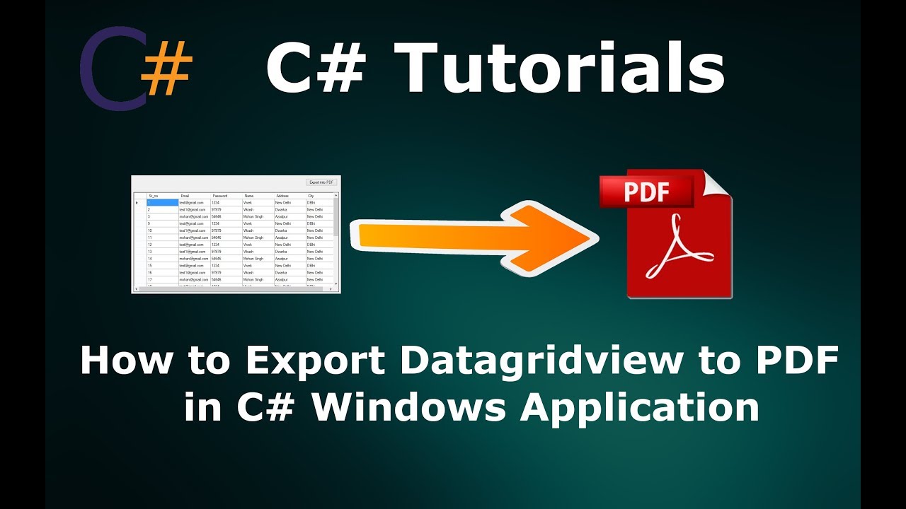 Как экспортировать Datagridview в PDF в приложении C# для Windows