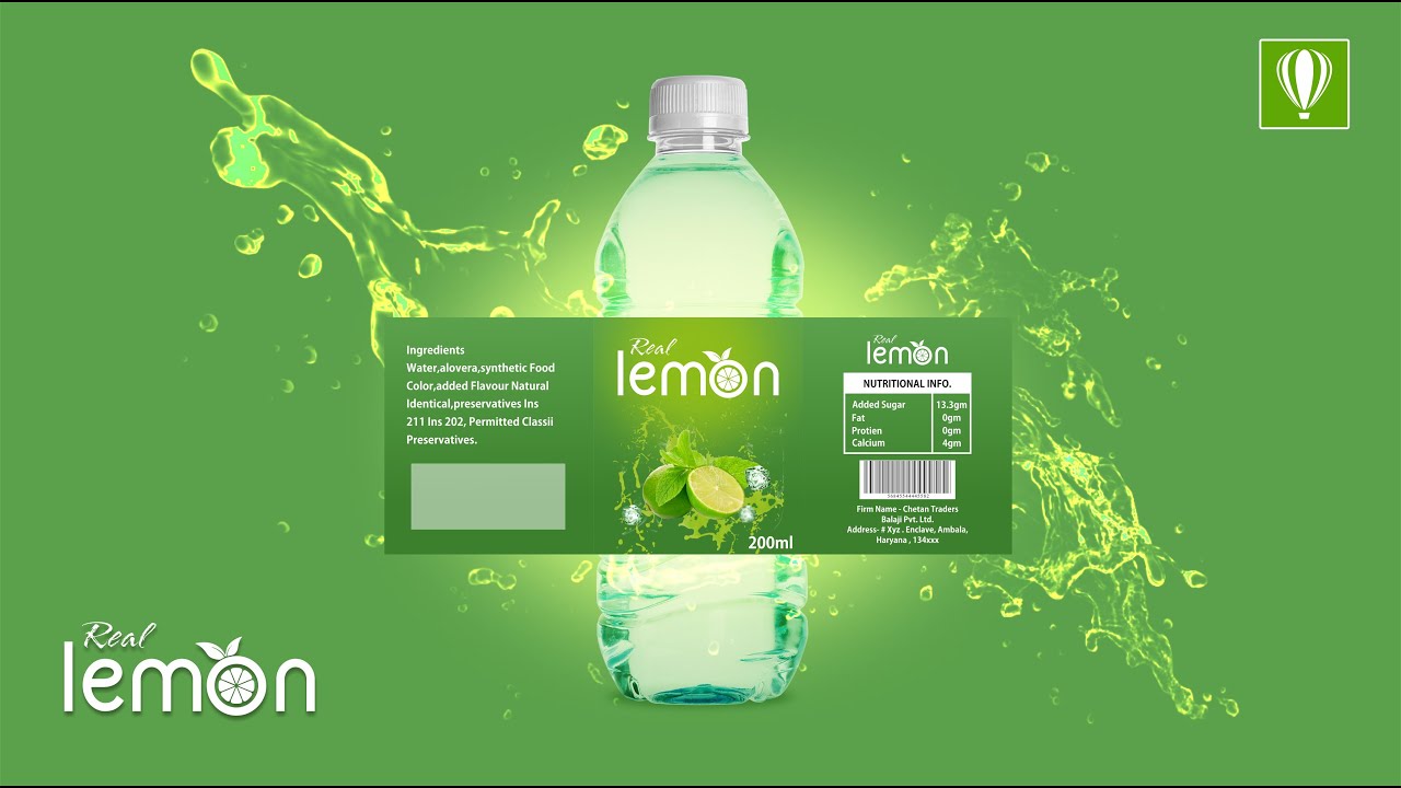 Coreldraw Tutorial | Lemon Juice Bottle Lable Design in Coreldraw ||  #GraphicHouse