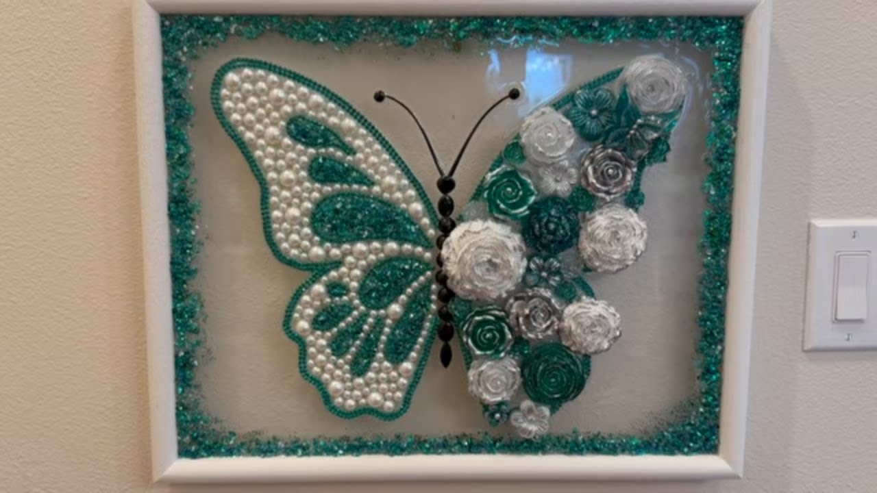 Stunning butterfly wall art. Glass & epoxy resin art. Full Free tutorial!