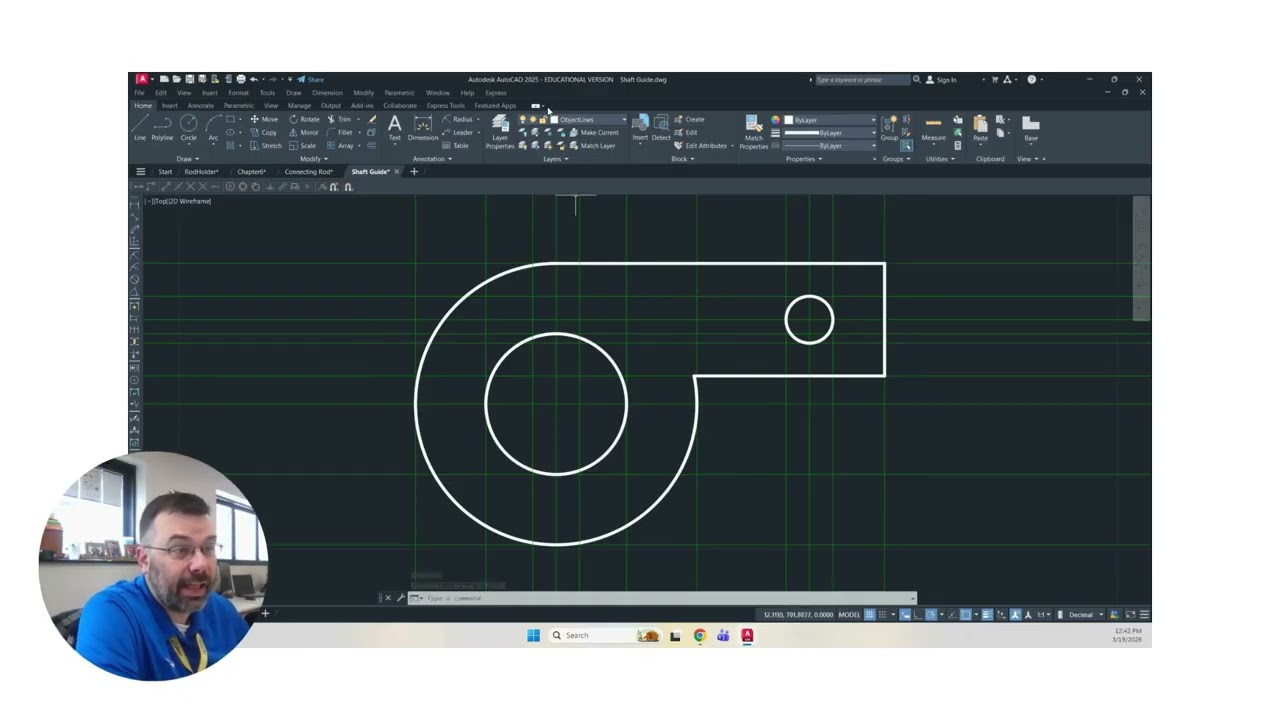 Чертеж AutoCAD 6-1 Направляющая вала, часть 2