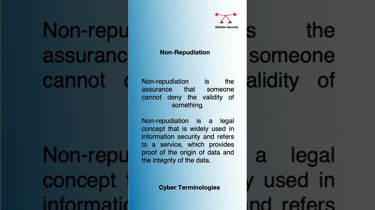 CyberSecurity Definitions | Non-repudiation