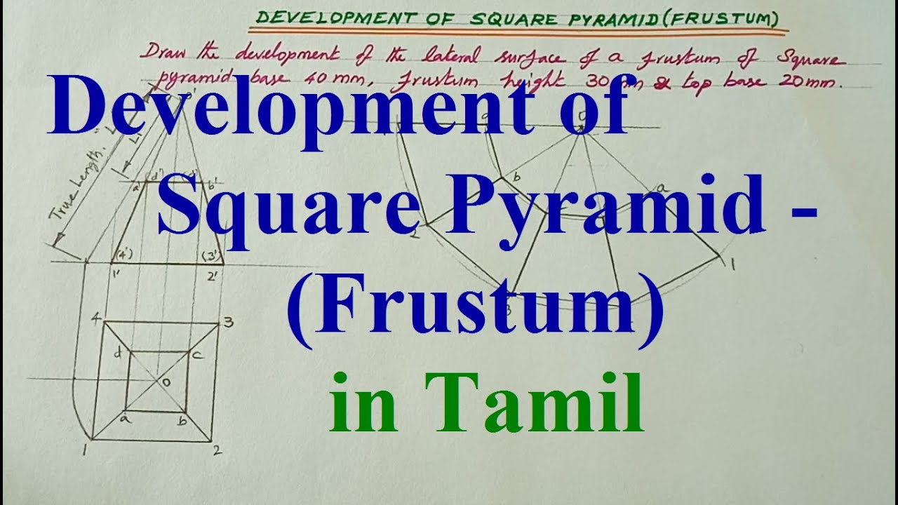 Development of frustum of Square Pyramid in Tamil