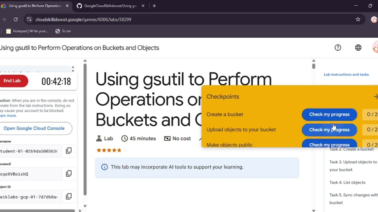 Using gsutil to Perform Operations on Buckets and Objects | #qwiklabs | #GSP130 [With Explanation🗣️]