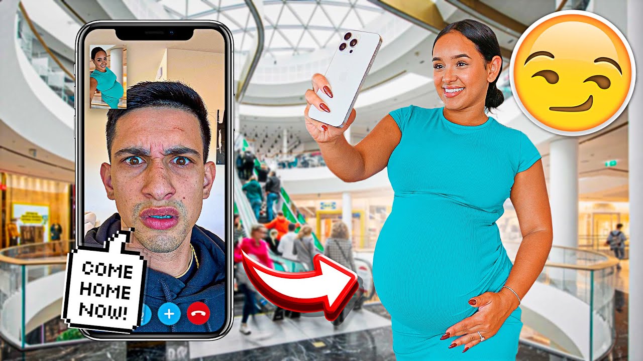 Общаюсь по FaceTiming с моим женихом, пока я беременна, на публике! *Он щёлкает*