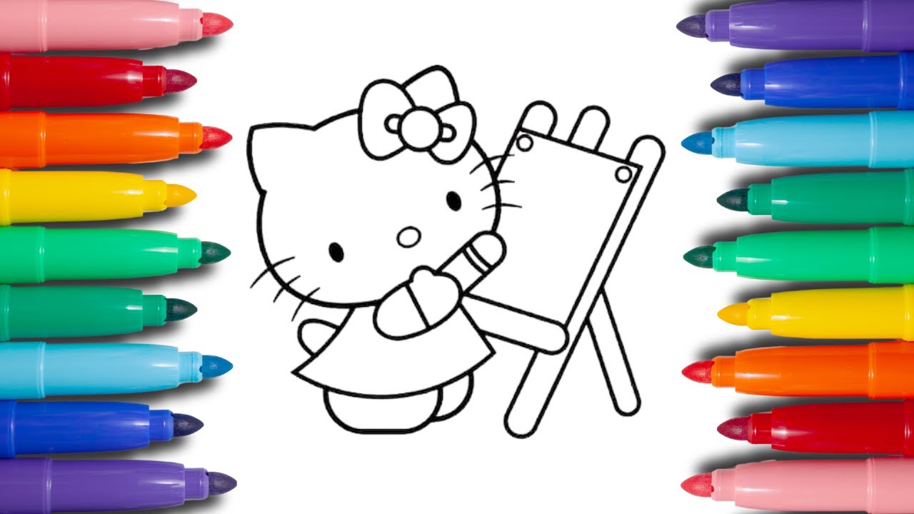 Come colorare Hello Kitty - Video per Bambini - Disegni da colorare