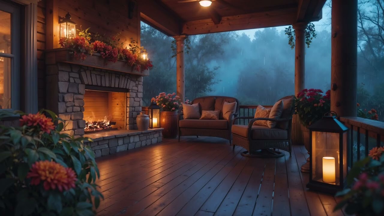 2 Hours of Cozy Rain on a Porch 🌧️ Sleep & Study (No Music)