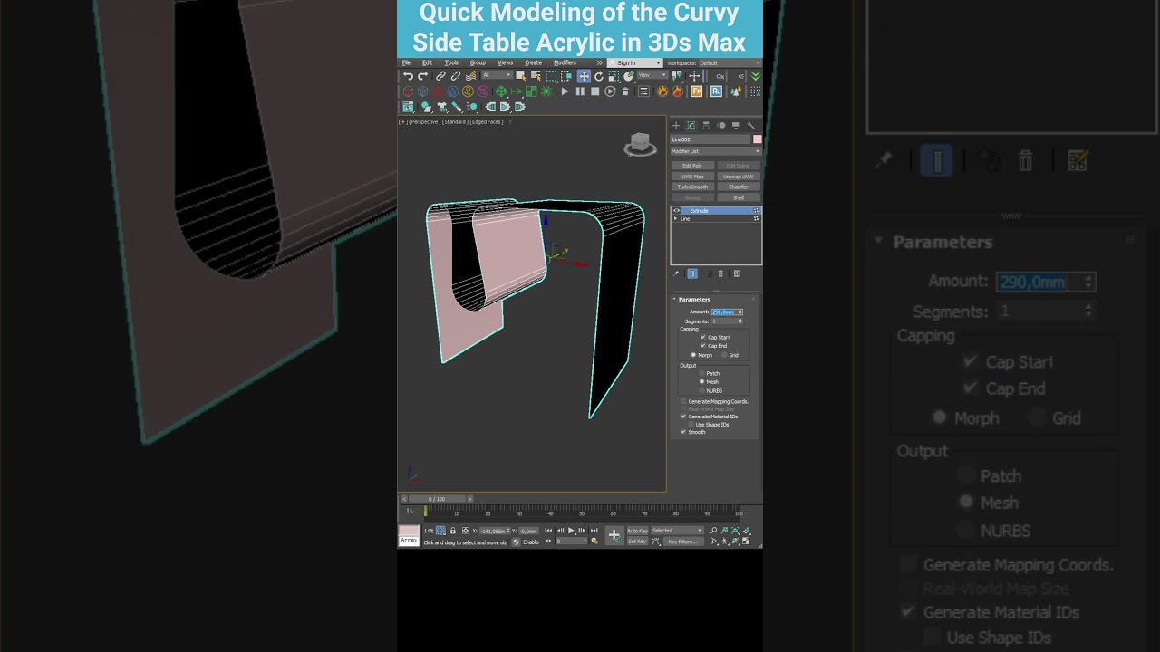 Quick Modeling of the Curvy Side Table Acrylic in 3Ds Max #shorts  #modelingtips #3dsmax #tips