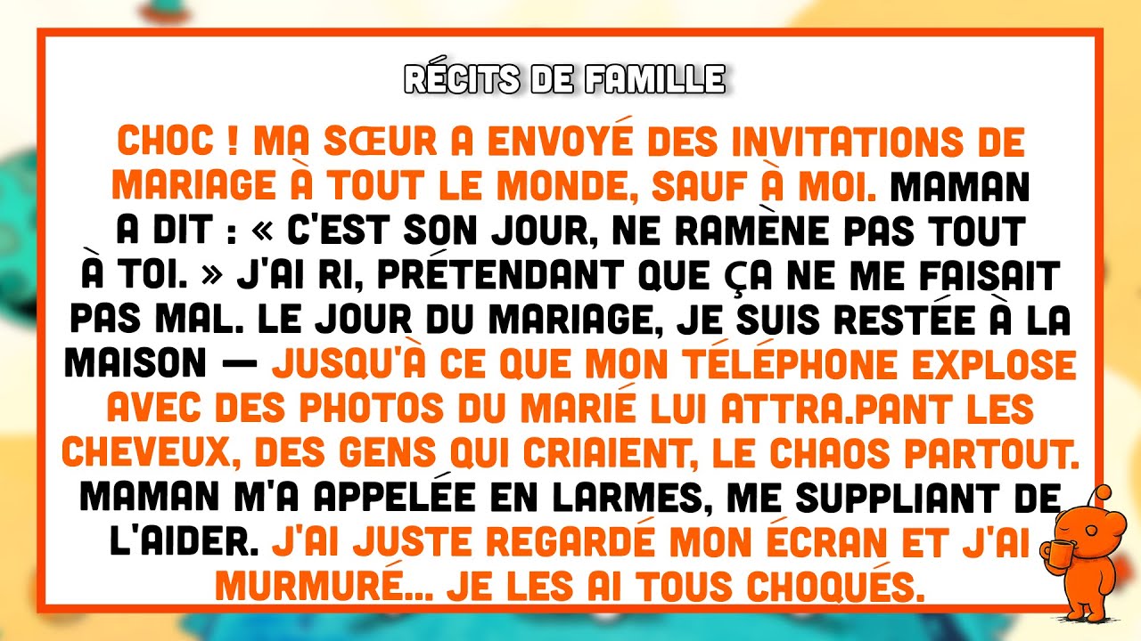 CHOC ! Je n'ai pas été invitée au mariage de ma sœur — puis des photos du marié lui attrapant...