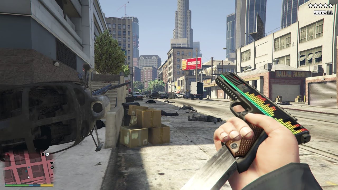 GTA 5 PC - Police Station Assault + Epic five star escape ''Mike psychopath/first person perspective