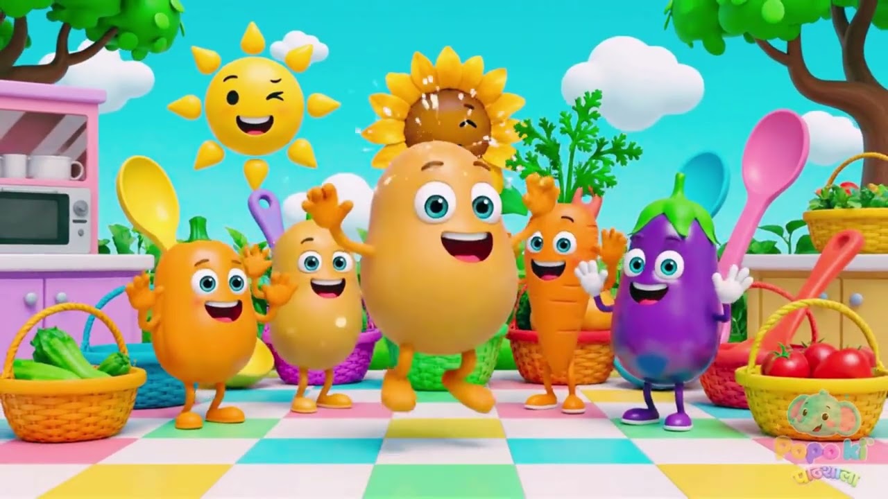 Aloo Kachaloo Beta Kahan Gaye The | गोलू आलू कहाँ गए 🥔| Hindi Rhymes for Children |POPO ki पाठशाला