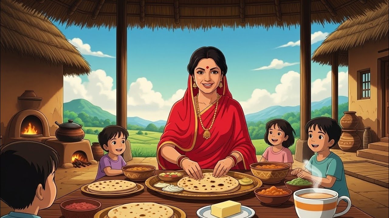 Indian Rural Morning Routine | Ghibli Style Village Morning Cooking👍👌 | Chulha Roti ASMR 🌯