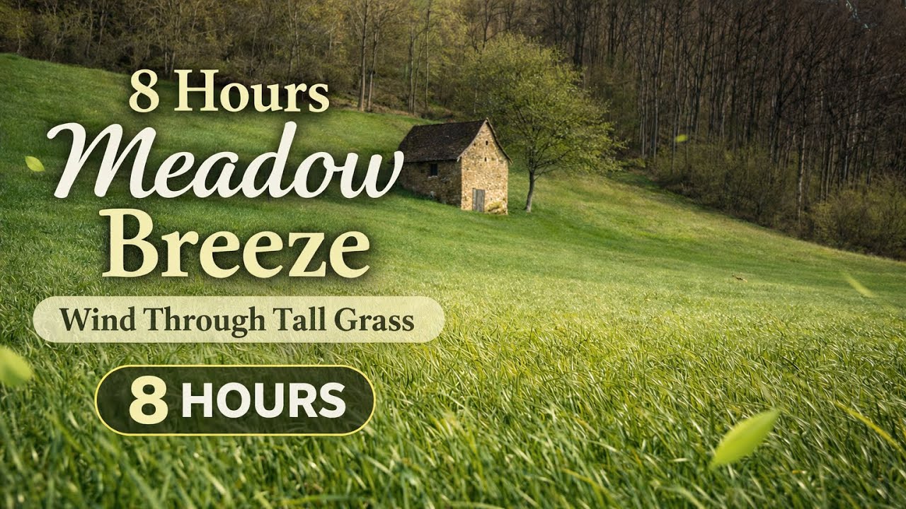 8 Hours Meadow Breeze 🌾 Wind Through Tall Grass | Calm Countryside Ambient Environment