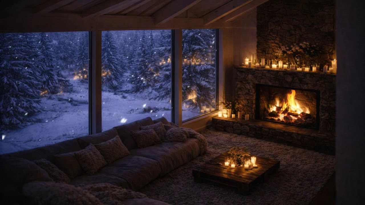 Winter Night Cafe Ambience 🔥 Smooth Jazz for Focus & Calm