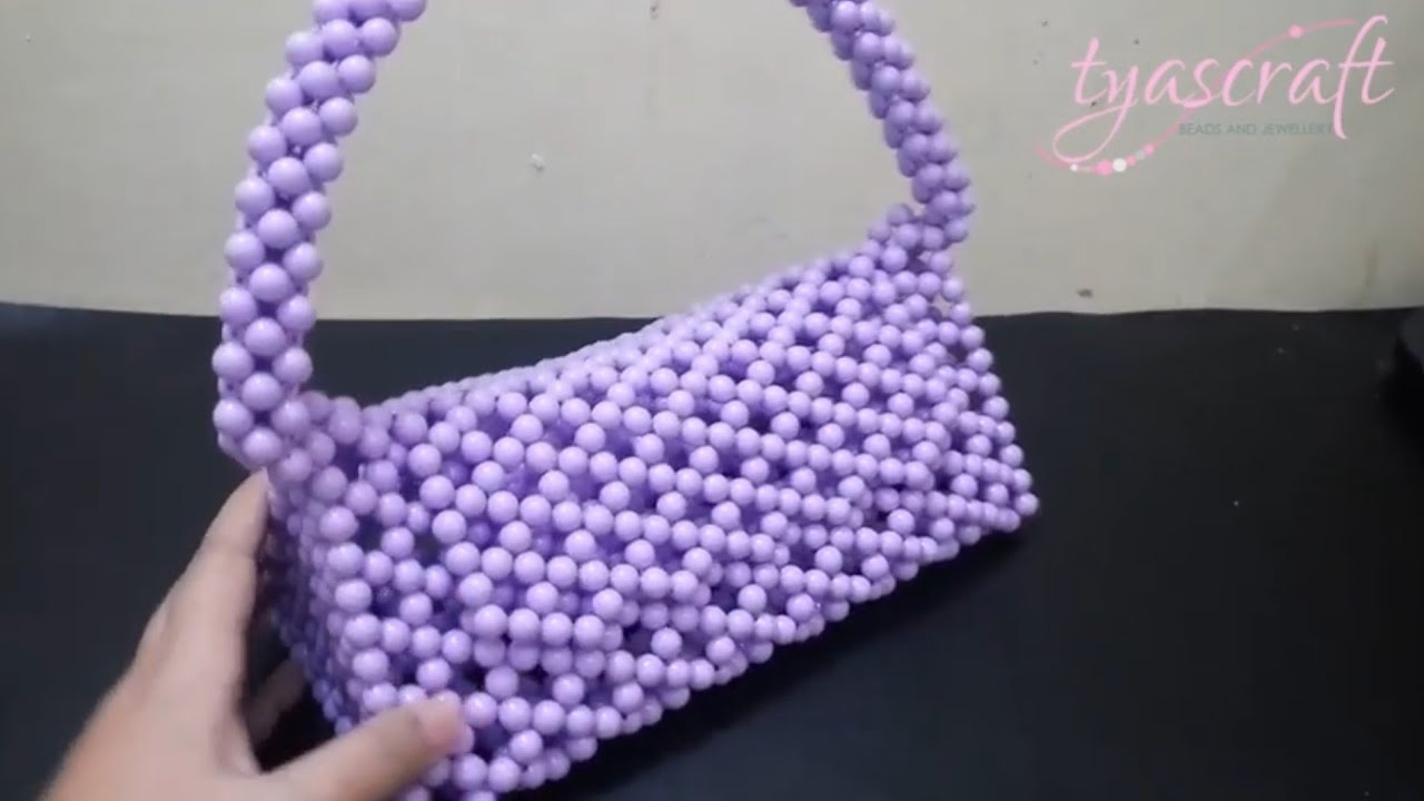 DIY beads bag | pearl Beaded Bag | tas manik manik | how to make lillac beaded bag part 1